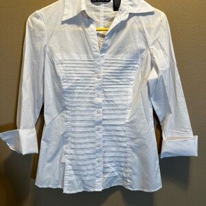 Zac & Rachel Women’s Crisp White 3/4 Sleeve Button Down Shirt Notched Collar S